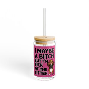 Glass Can with Straw and Lid, 16oz